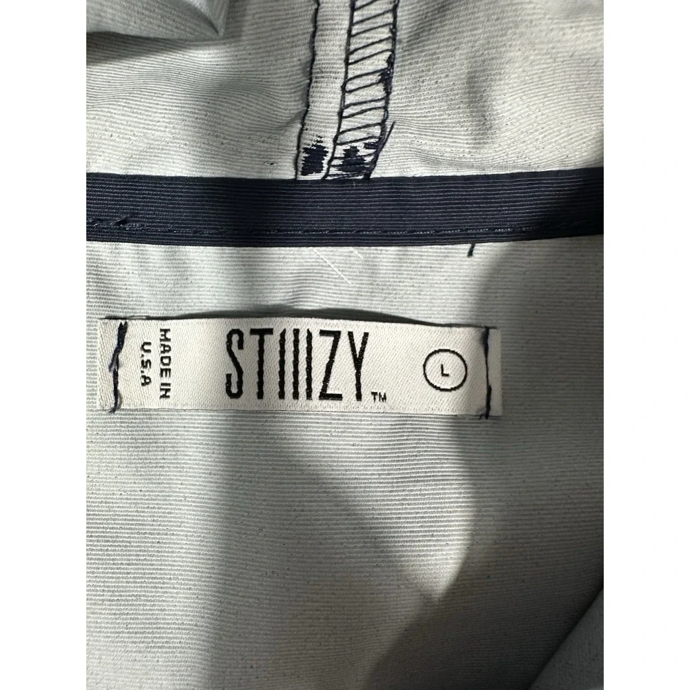 Stiiizy Jacket Mens Large Blue Hooded‎ Snap Up Illinois Windbreaker